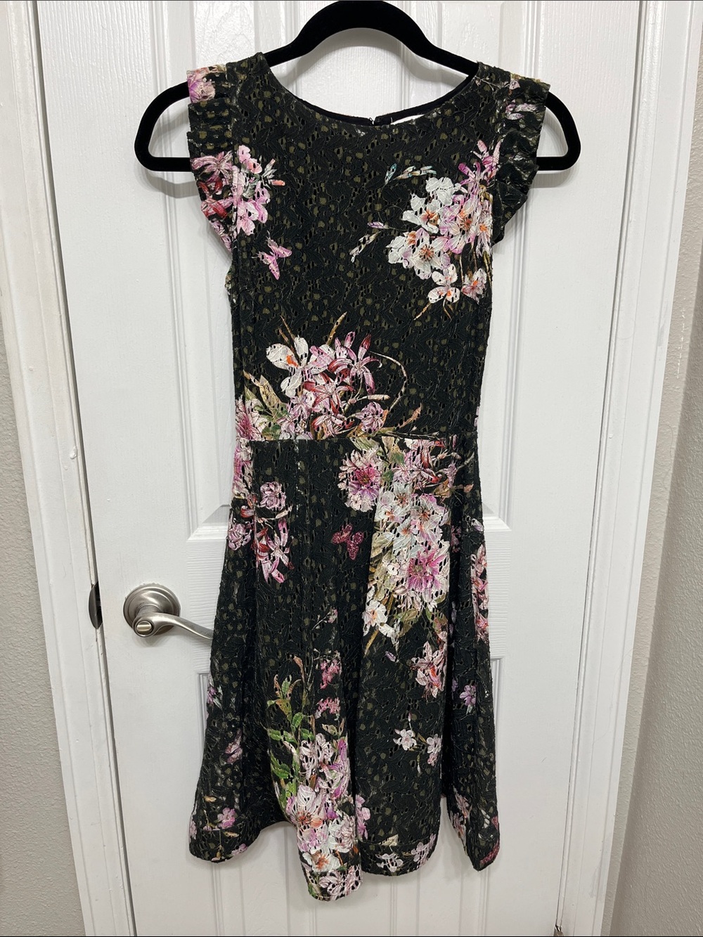 Anthropologie Lace Midi Dress with Floral Accents